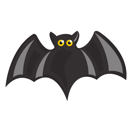 Cartoon Bat with Yellow Eyes and Spread Wings