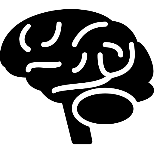 Black Glyph Brain Side View Icon