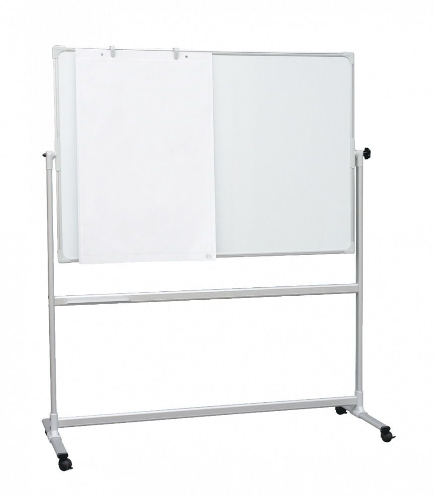 Mobile Double-Sided Whiteboard on Silver Stand