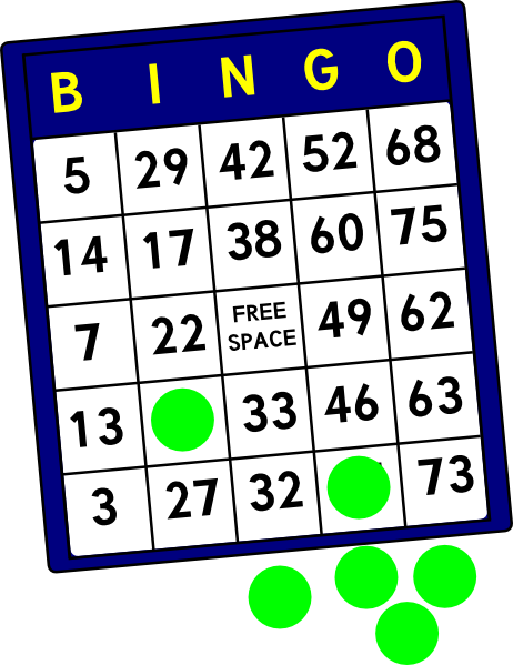 Navy Bingo Card with Green Markers