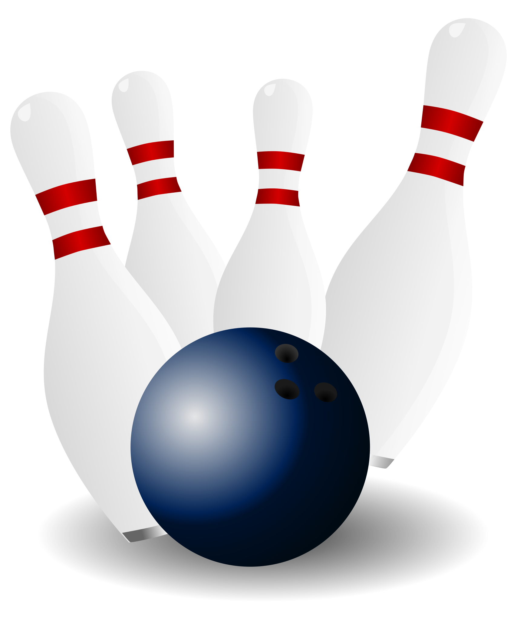 Navy Bowling Ball with White Red-Striped Pins