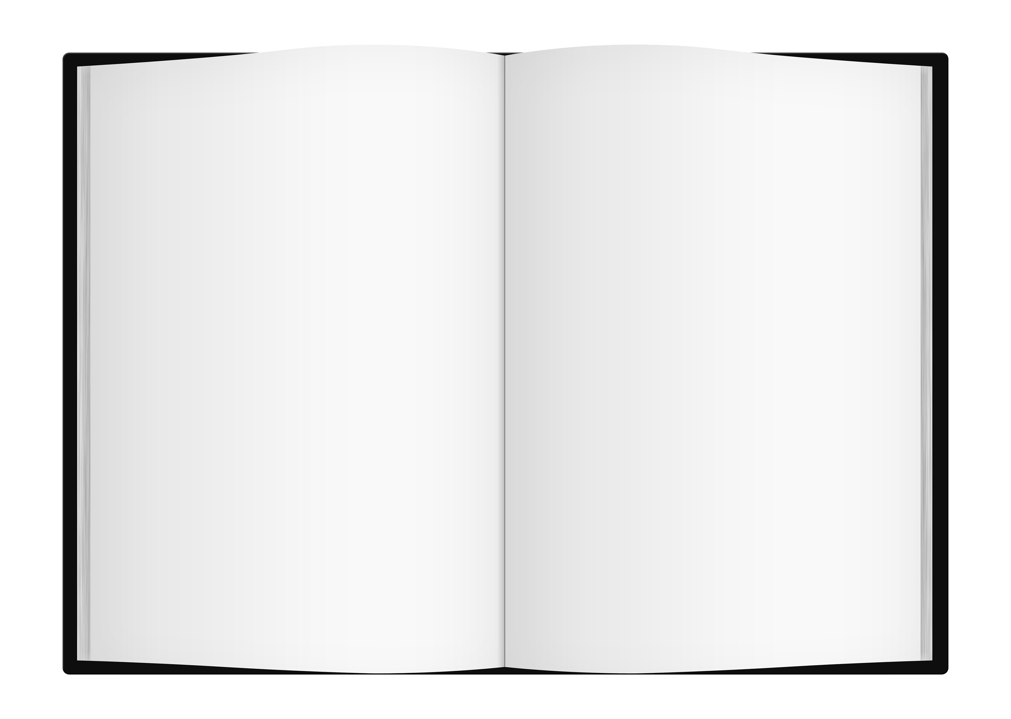 Open Book Blank Pages Black Cover Top View Ultra HD PNG Overlay