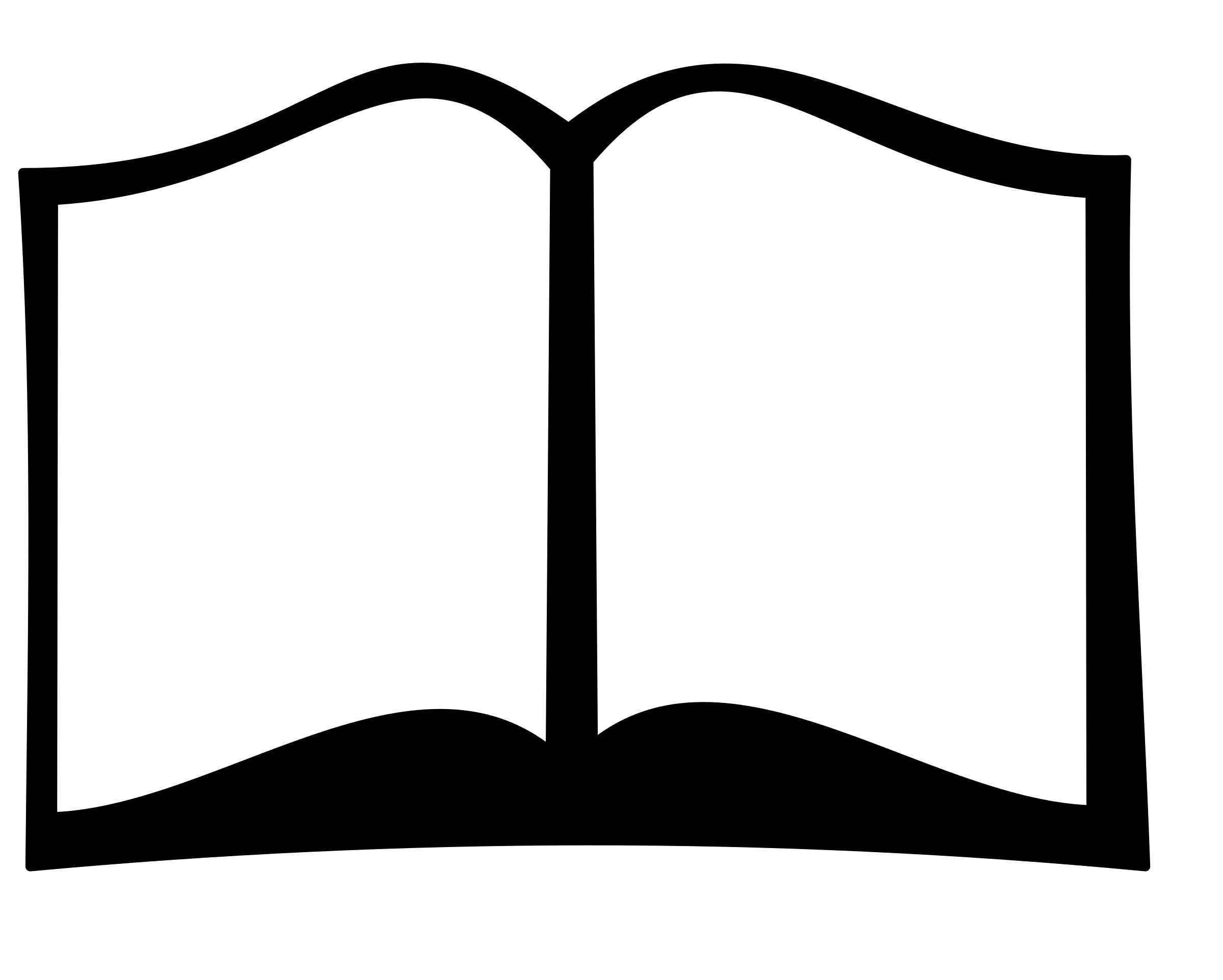 Open Book Bold Black Outline Blank Pages Ultra HD PNG