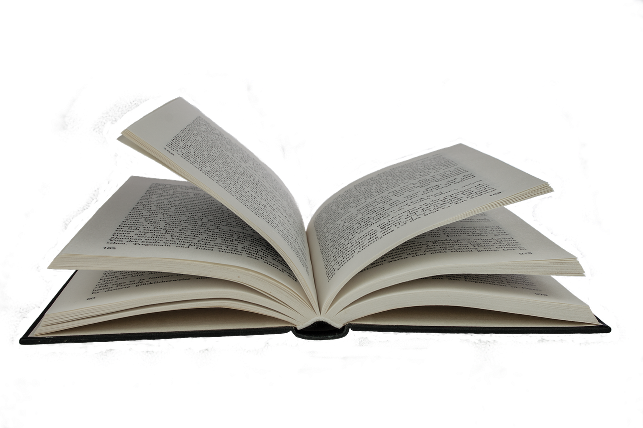 Open Hardcover Book with Fanned Pages