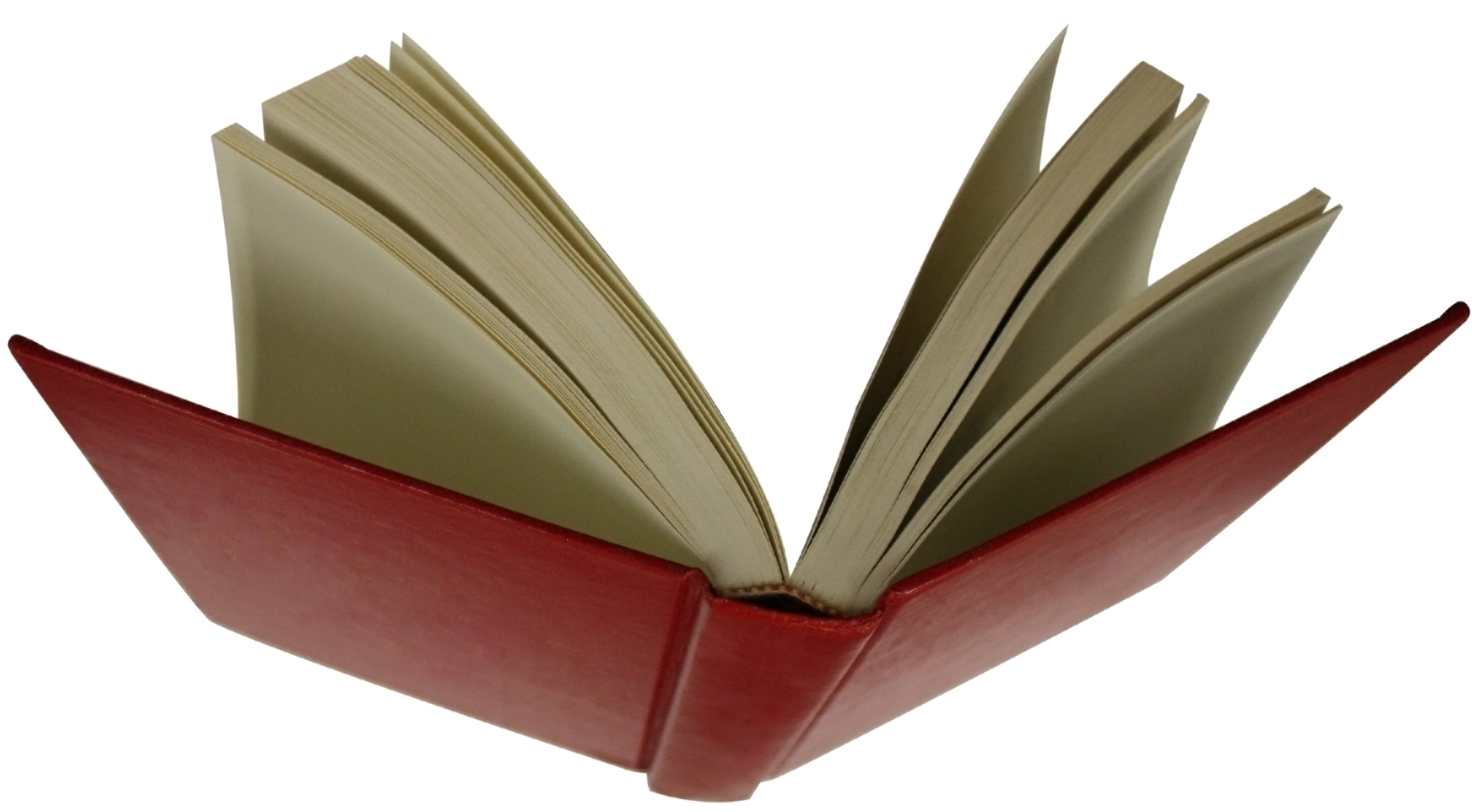 Open Red Hardcover Book with Cream Pages