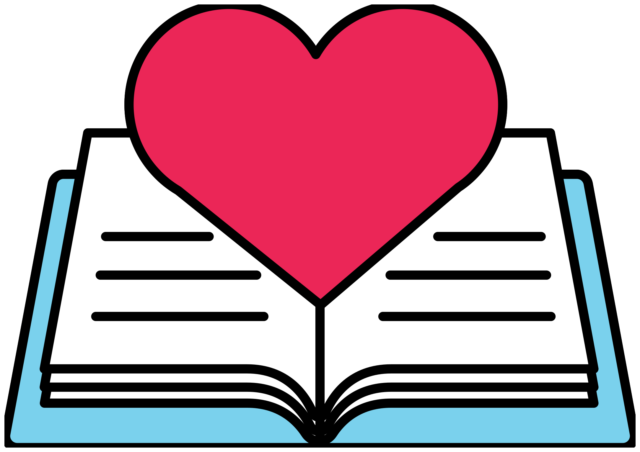 Open Book With Red Heart Love Reading Icon Ultra HD PNG Image With Transparency