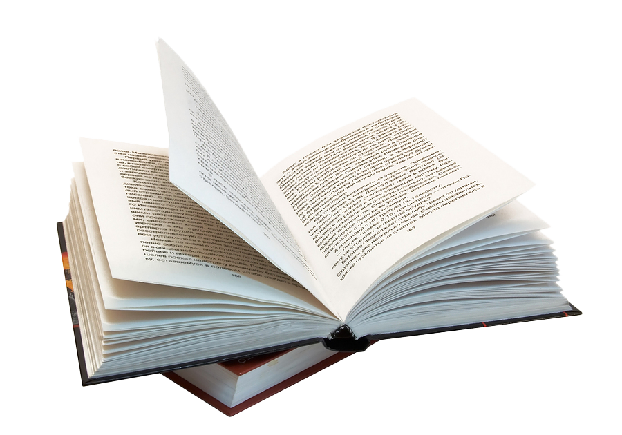 Open Hardcover Book with Fanned Pages