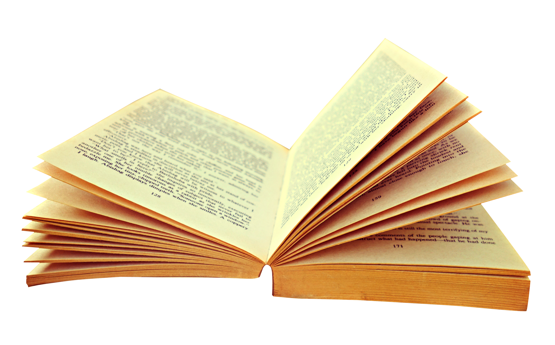 Open Book with Fanned Yellowed Pages