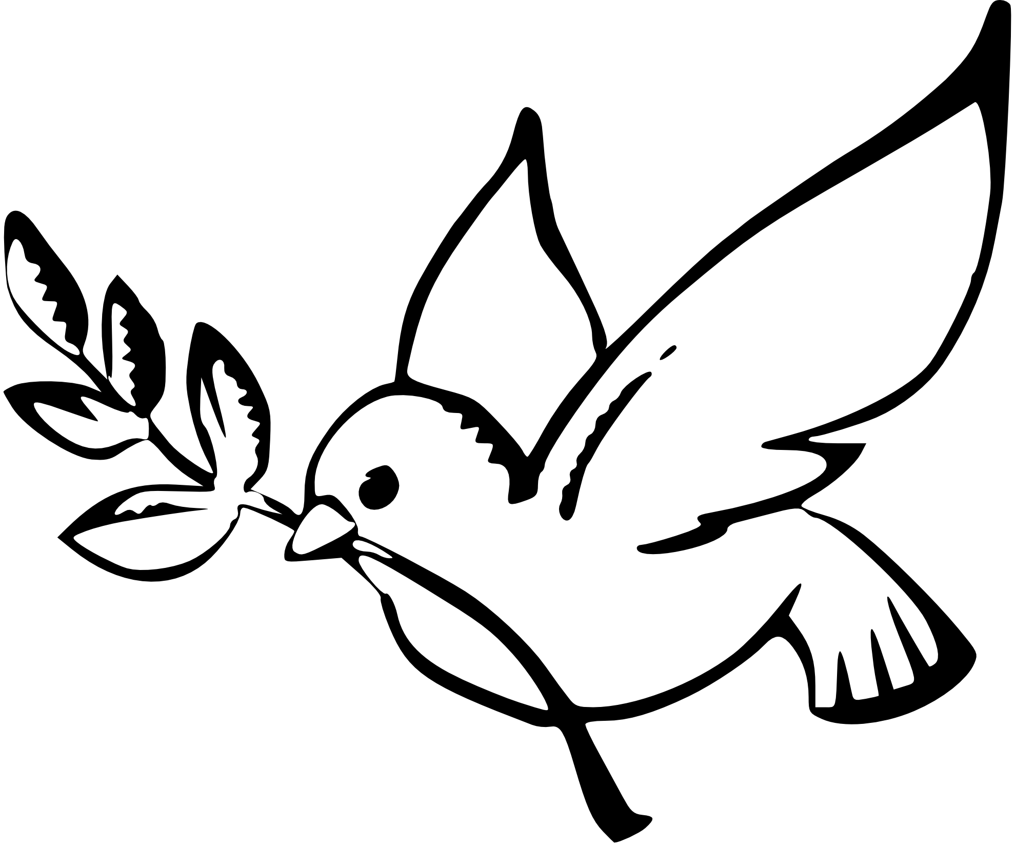 Peace Dove With Olive Branch Black And White Ultra HD PNG