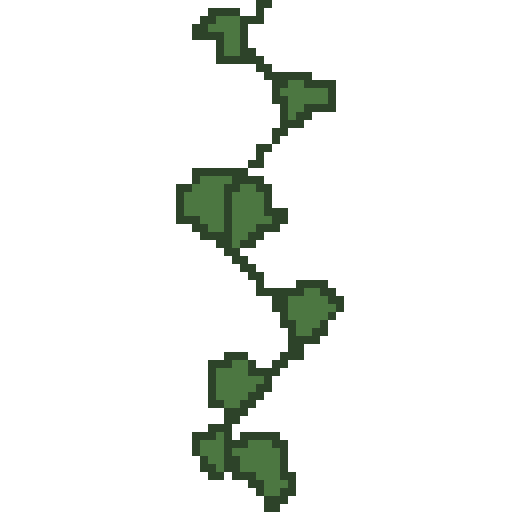 Pixel Green Ivy Vine with Dark Outlines