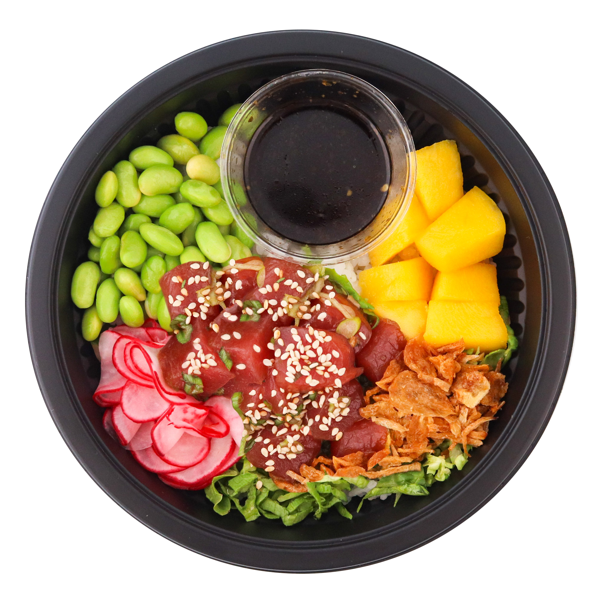 Poke Bowl With Tuna Edamame And Mango Top View Ultra HD PNG