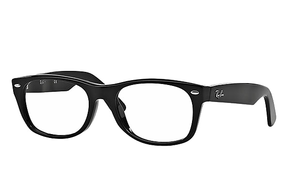 Black Wayfarer-Style Eyeglasses Angled View