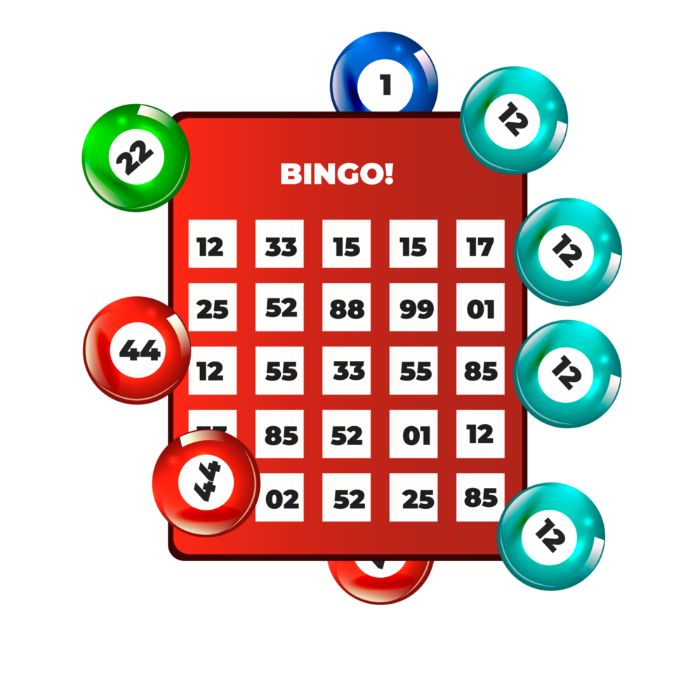 Red Bingo Card with Glossy Colored Balls