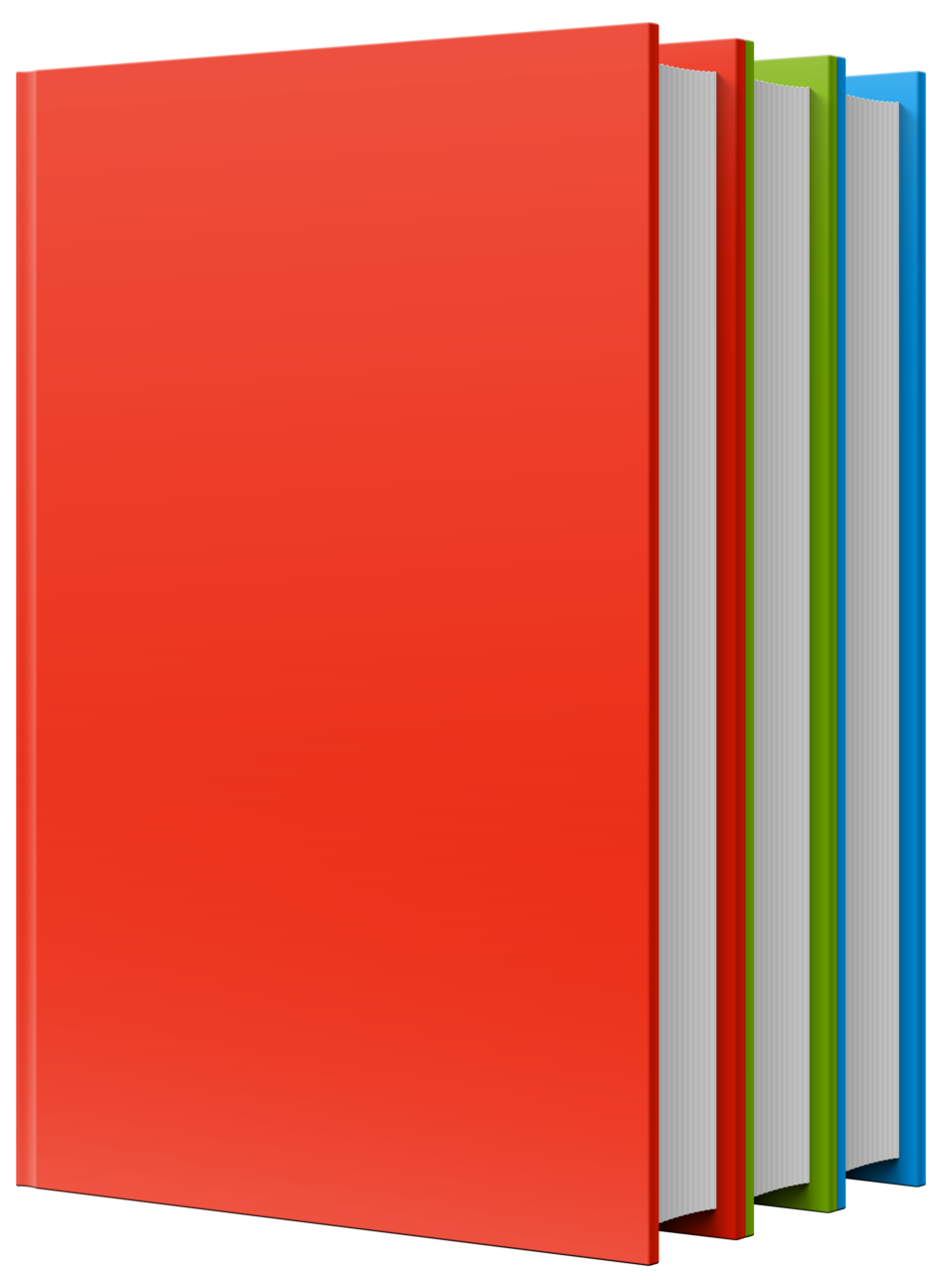 Red Hardcover Book with Green and Blue Stack