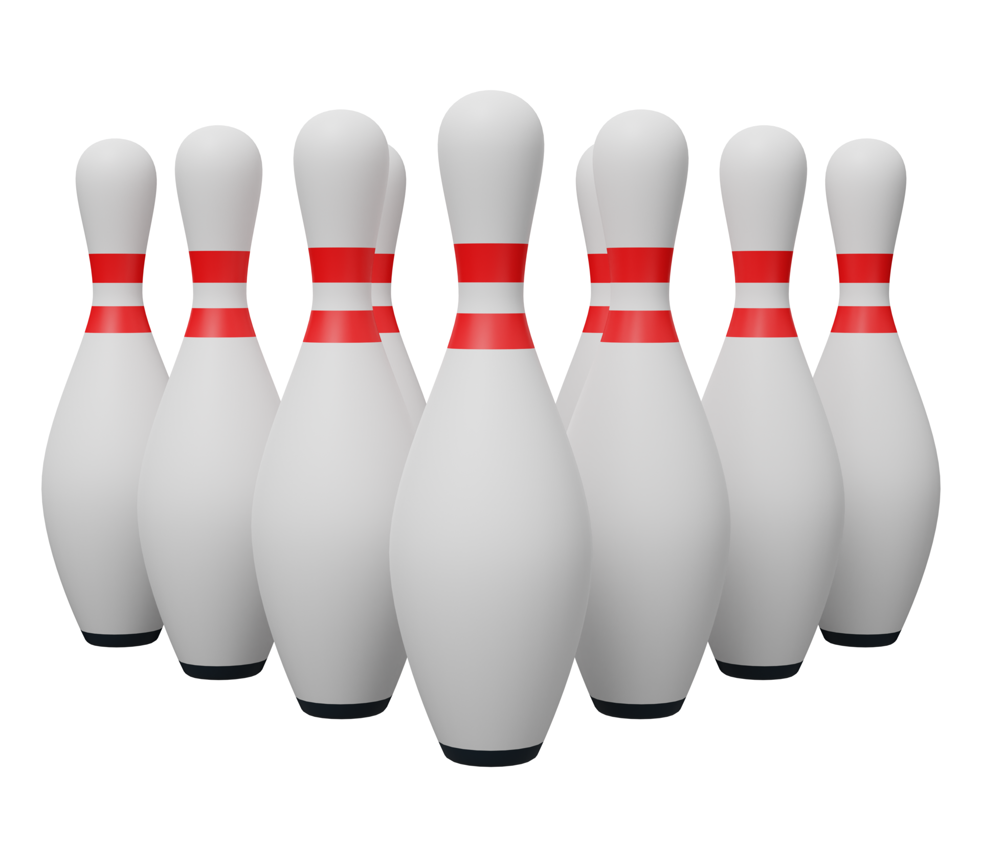 Row Of Bowling Pins Set Realistic Ultra HD PNG File
