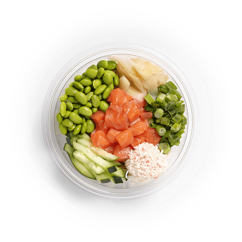 Salmon Poke Bowl with Edamame, Top View