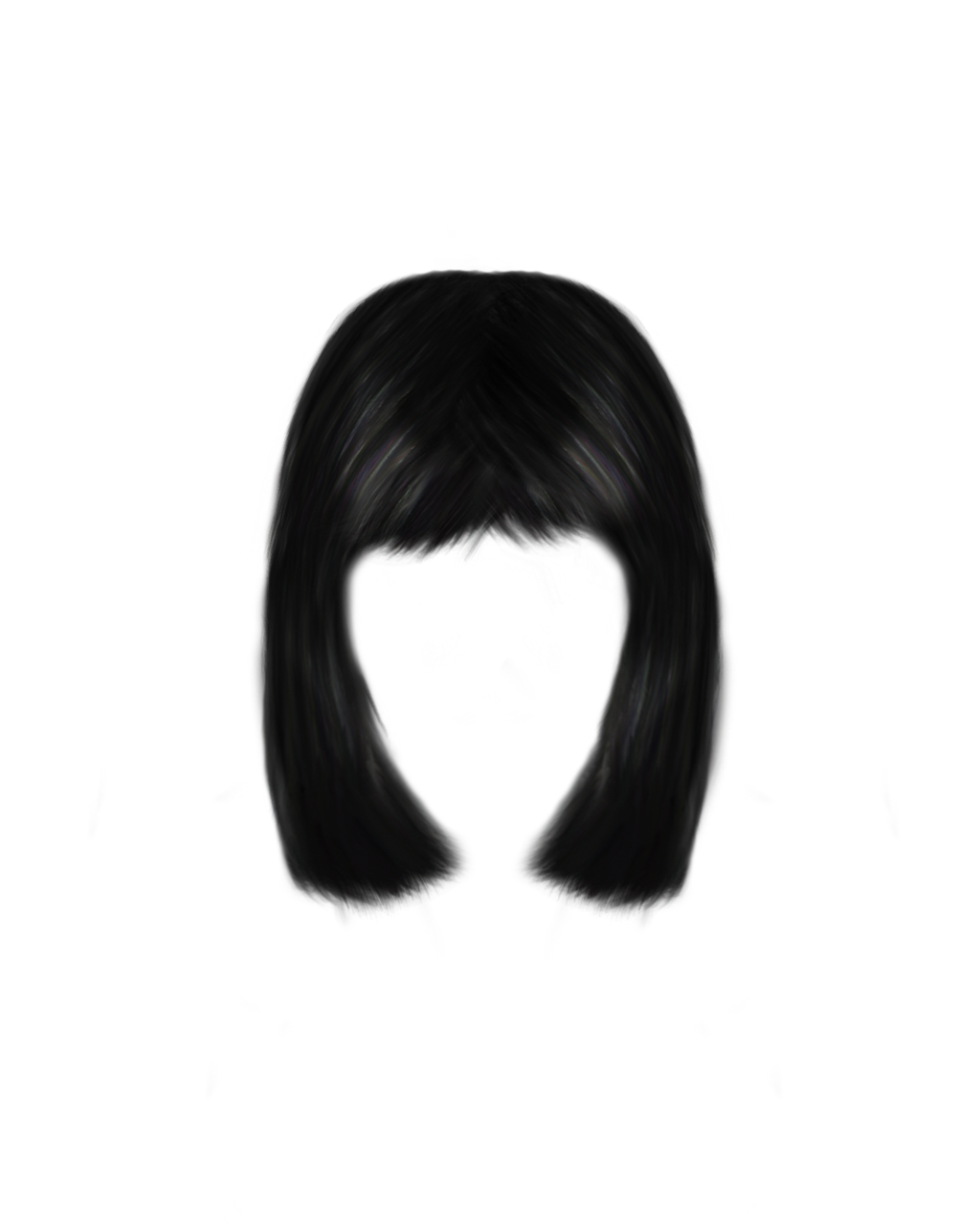 Short Black Bob Hair With Fringe Women PNG Free Download