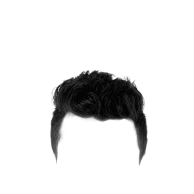 Black Curly Quiff Hairstyle with Tapered Sideburns