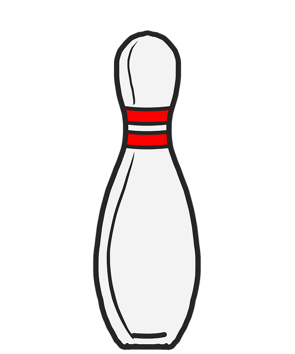 Bowling Pin Illustration with Red Stripes