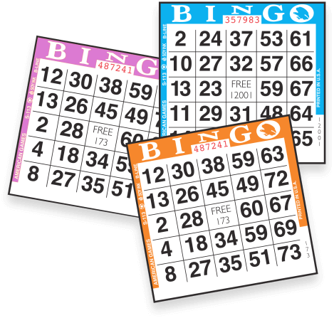 Three Colorful Bingo Cards Stacked Together