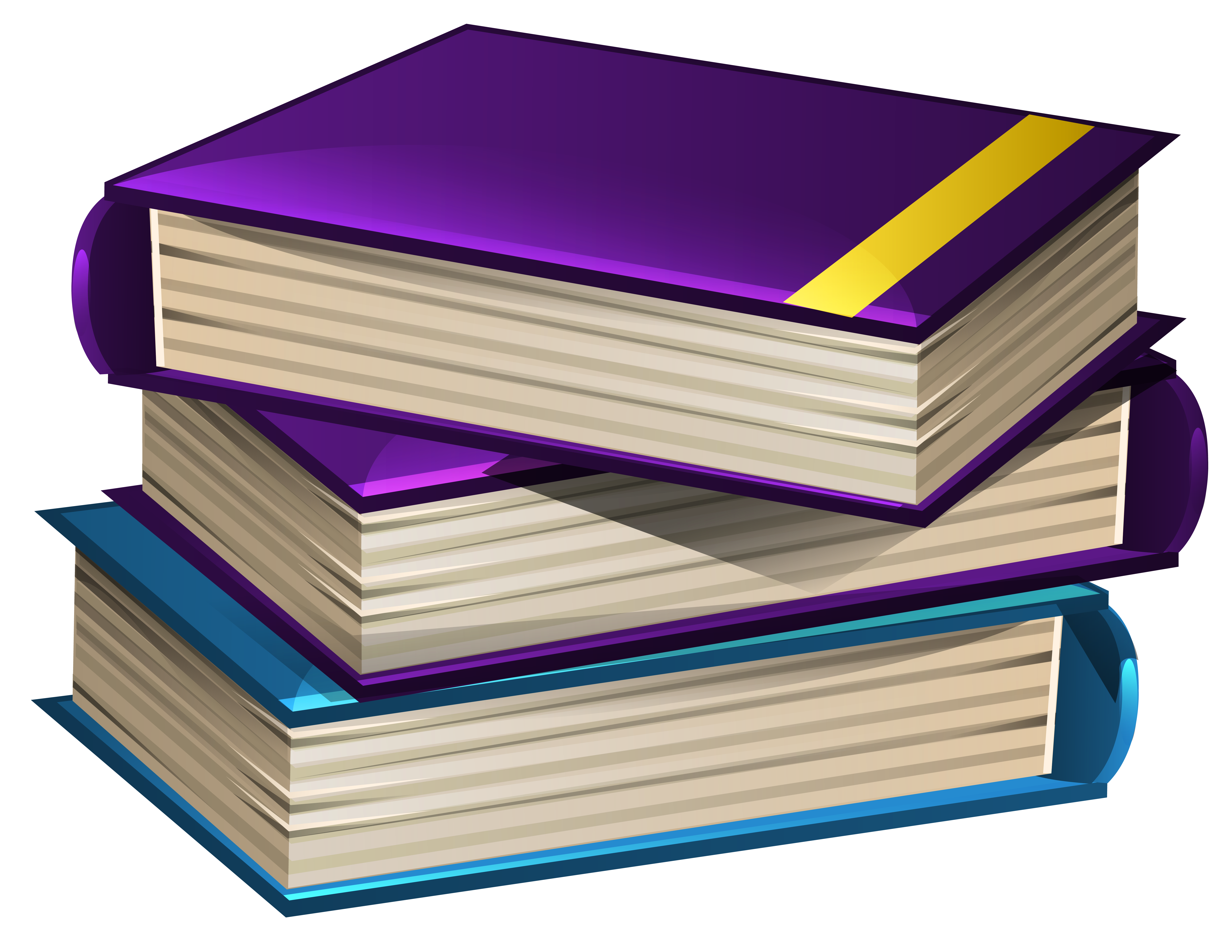 Stack Of Three Purple And Blue Hardcover Books 3D Ultra HD Transparent Background PNG Image