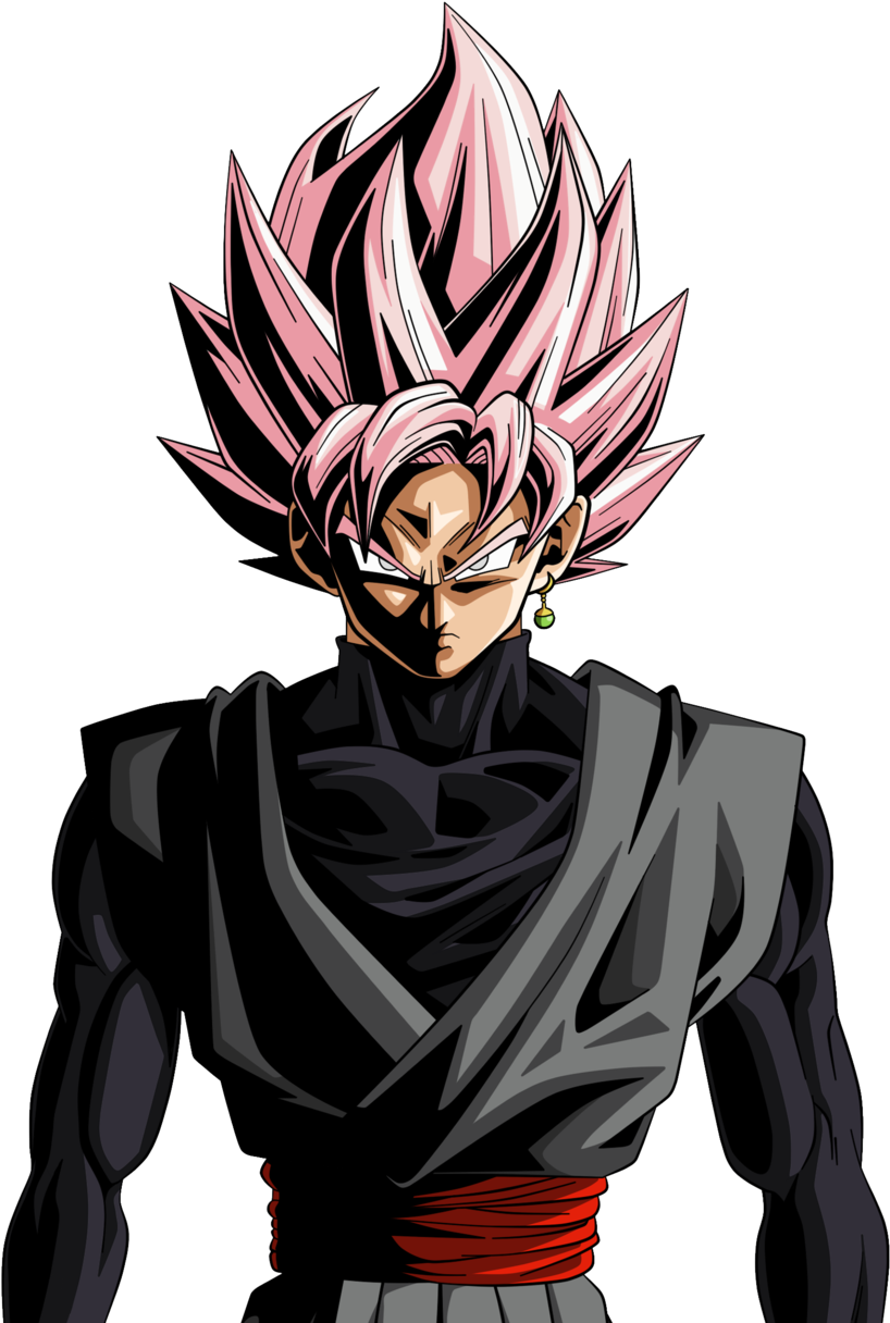 Super Saiyan Rose Goku Black Pink Hair Portrait HD PNG