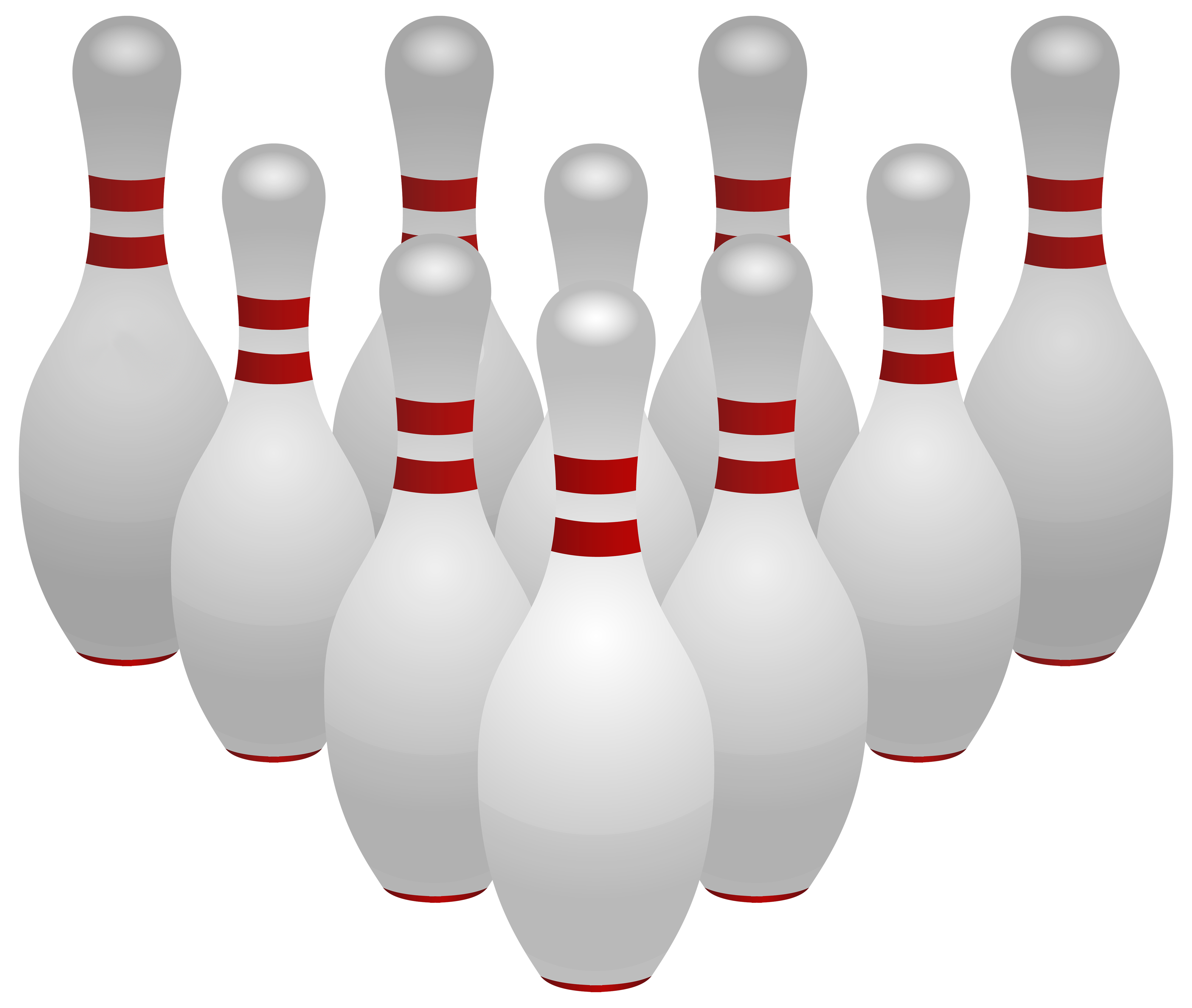 Ten Bowling Pins Triangle Formation Realistic Ultra HD PNG Picture