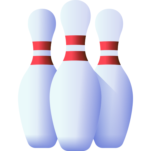 Three Bowling Pins with Red Bands