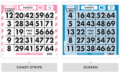 Pink Candy Stripe and Blue Bingo Cards