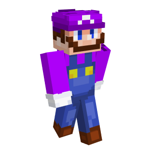 Purple Blocky Waluigi Minecraft Character Figure