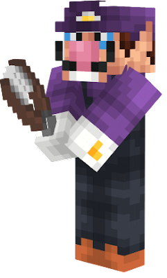 Blocky Purple Minecraft Character with Tennis Racket