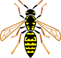 Stylized Yellow Black Striped Wasp Top View