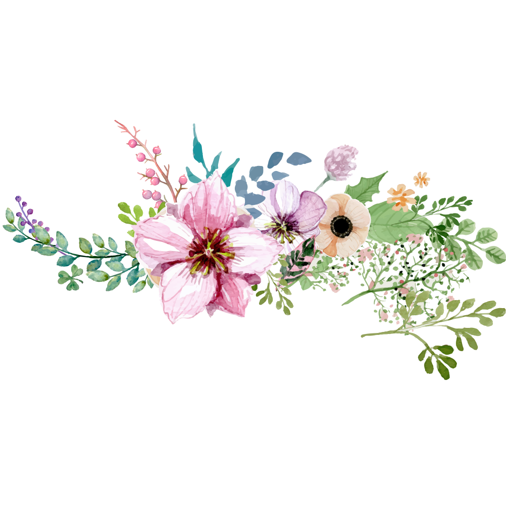 Watercolor Pink Lily And Wildflowers Floral Border PNG