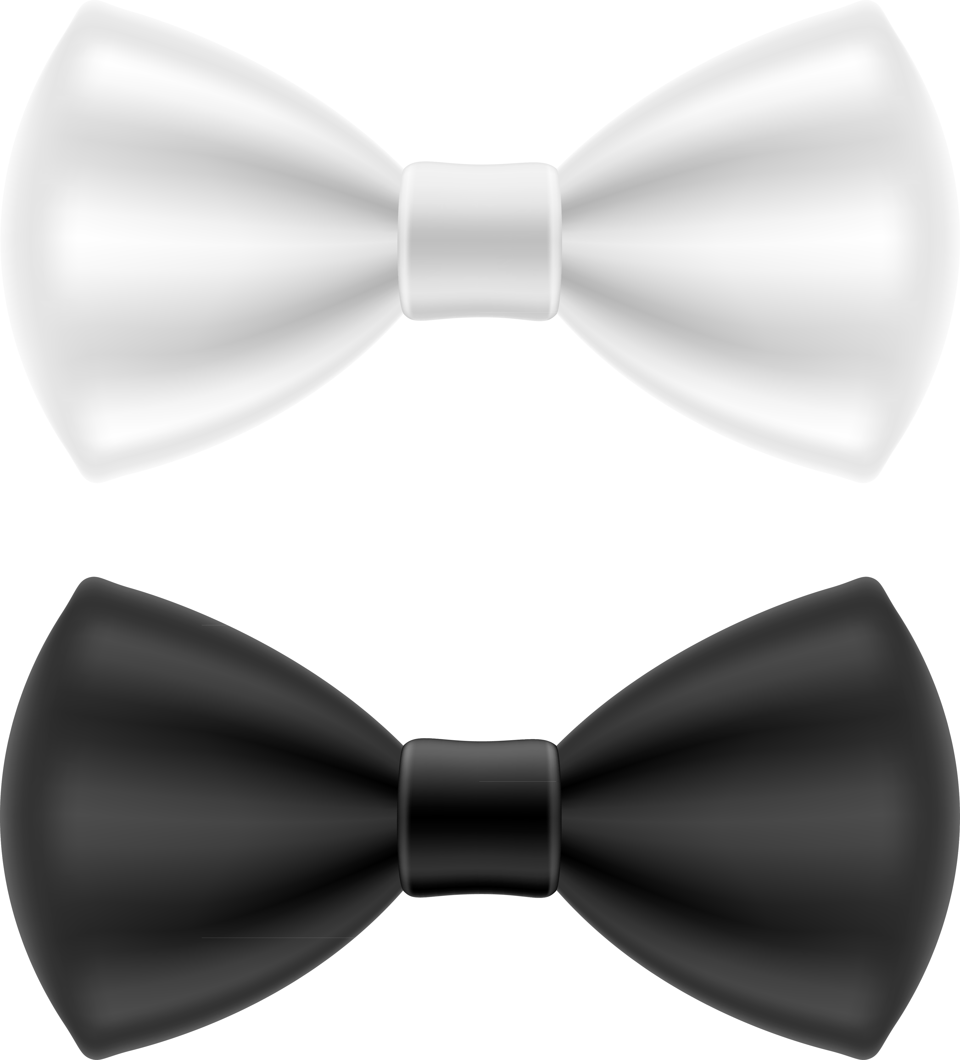 White And Black Glossy Bow Ties Pair 3D Ultra HD PNG