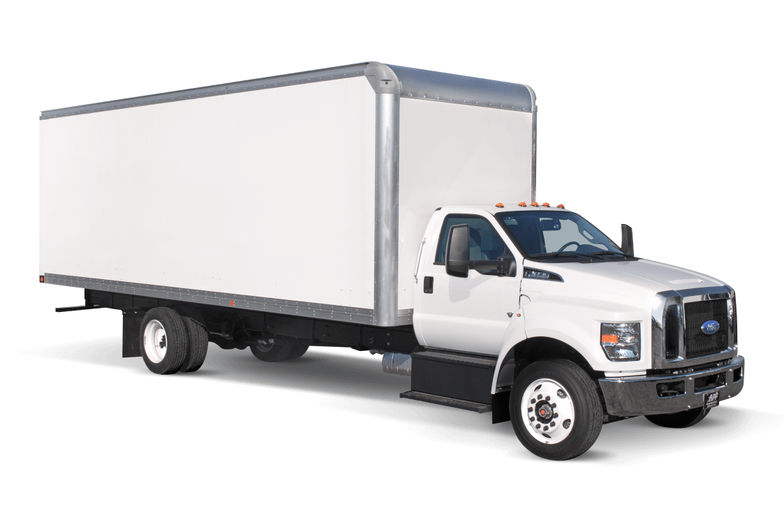 White Box Truck with Silver Cargo Trim