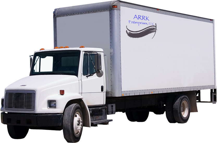 White Box Truck with Blue Logo Side View