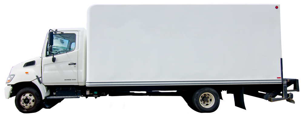White Box Truck with Tail Lift Side View