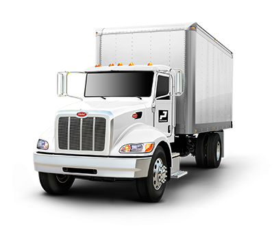 White Medium-Duty Box Truck with Chrome Grille