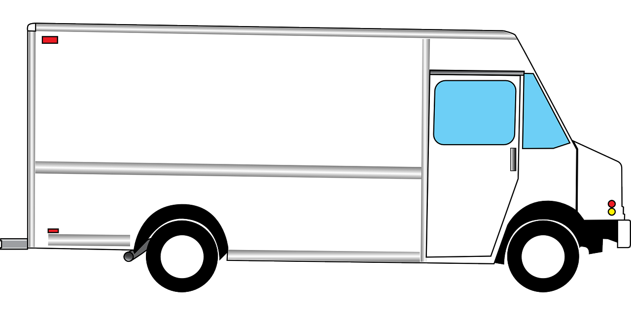 White Delivery Step Van with Blue Window