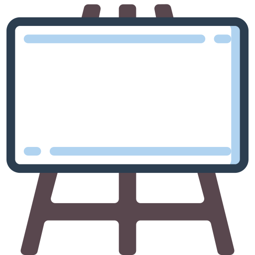 Whiteboard on Easel Flat Icon with Blue Accents