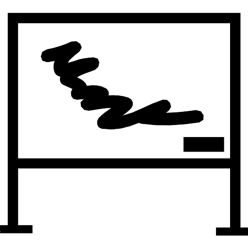 Whiteboard Icon with Black Scribble Glyph