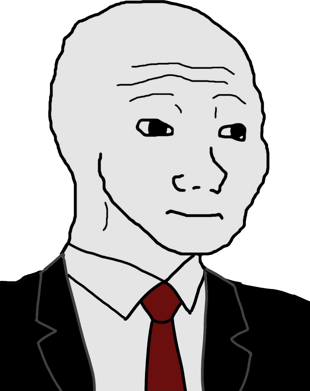 Wojak in Dark Suit with Red Tie