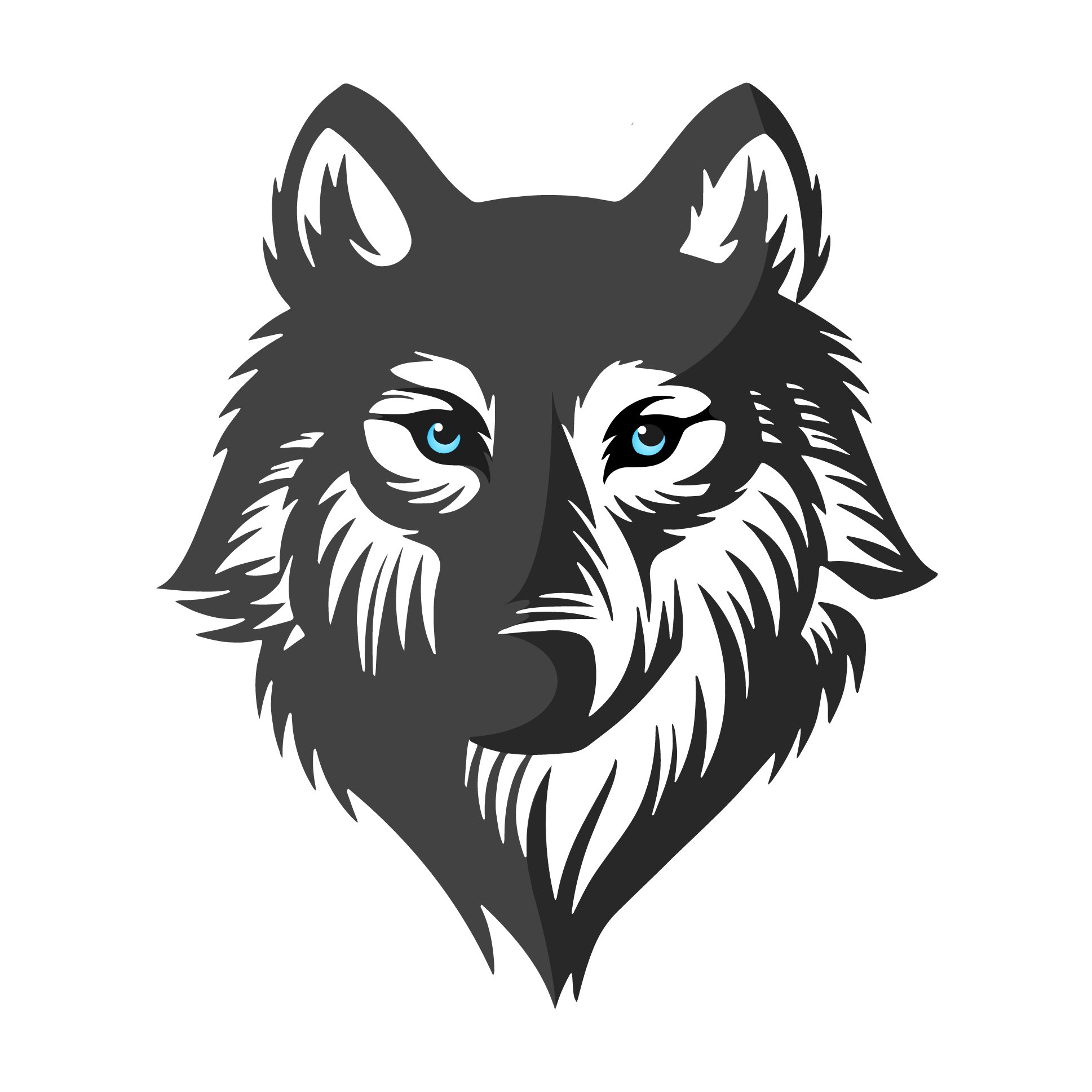 Stylized Wolf Head with Glowing Blue Eyes