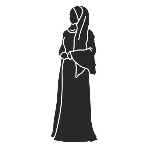 Woman In Abaya And Hijab Black Silhouette Standing PNG