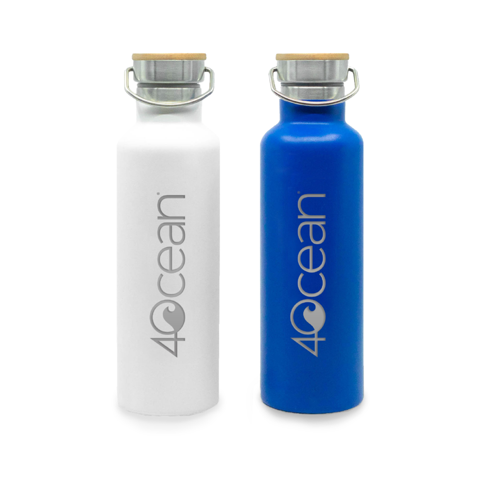 40cean White And Blue Steel Water Bottles Pair PNG Free Download
