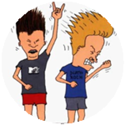 Beavis And Butthead Headbanging Round Sticker PNG