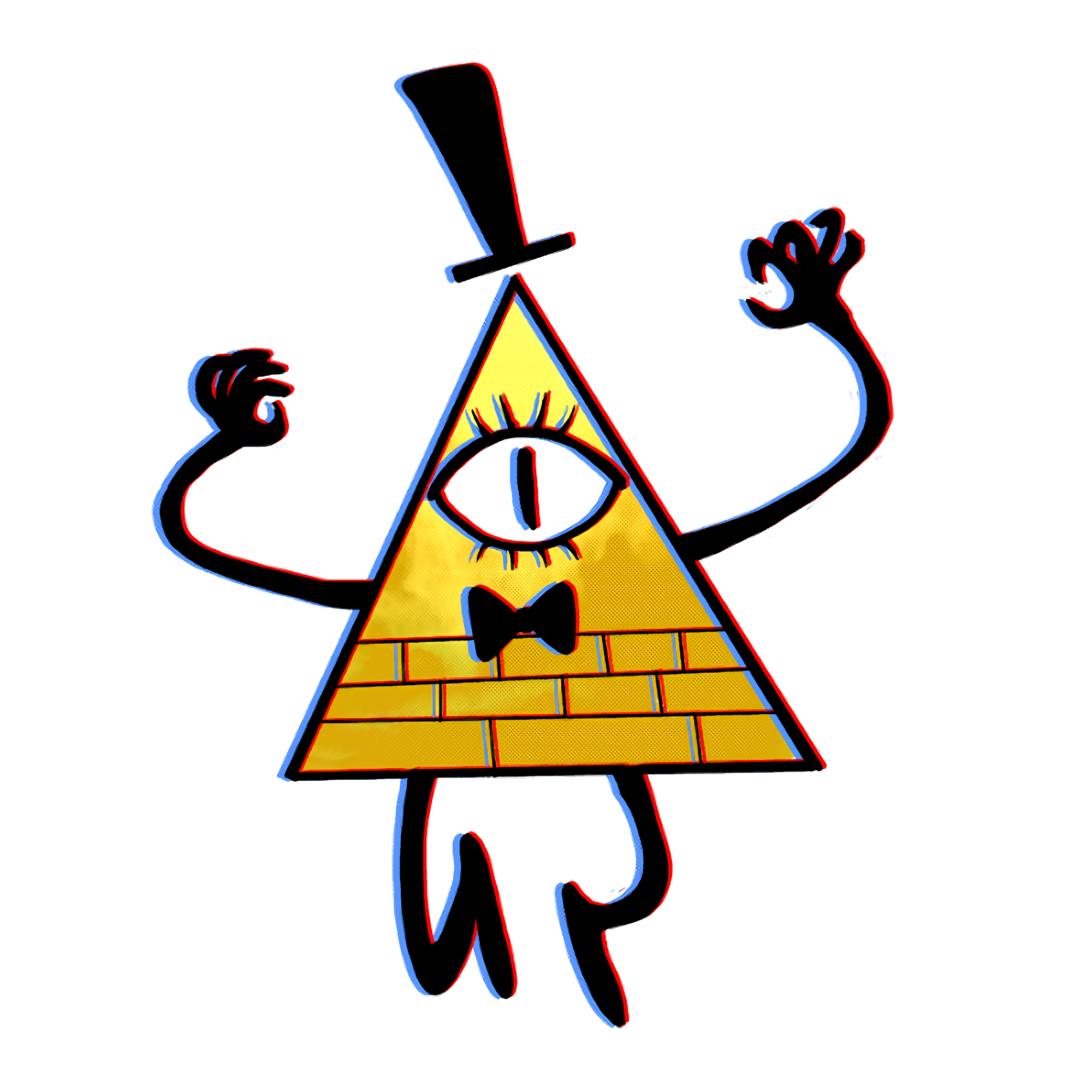 Bill Cipher Arms Raised Golden Pyramid Ultra HD PNG Graphic