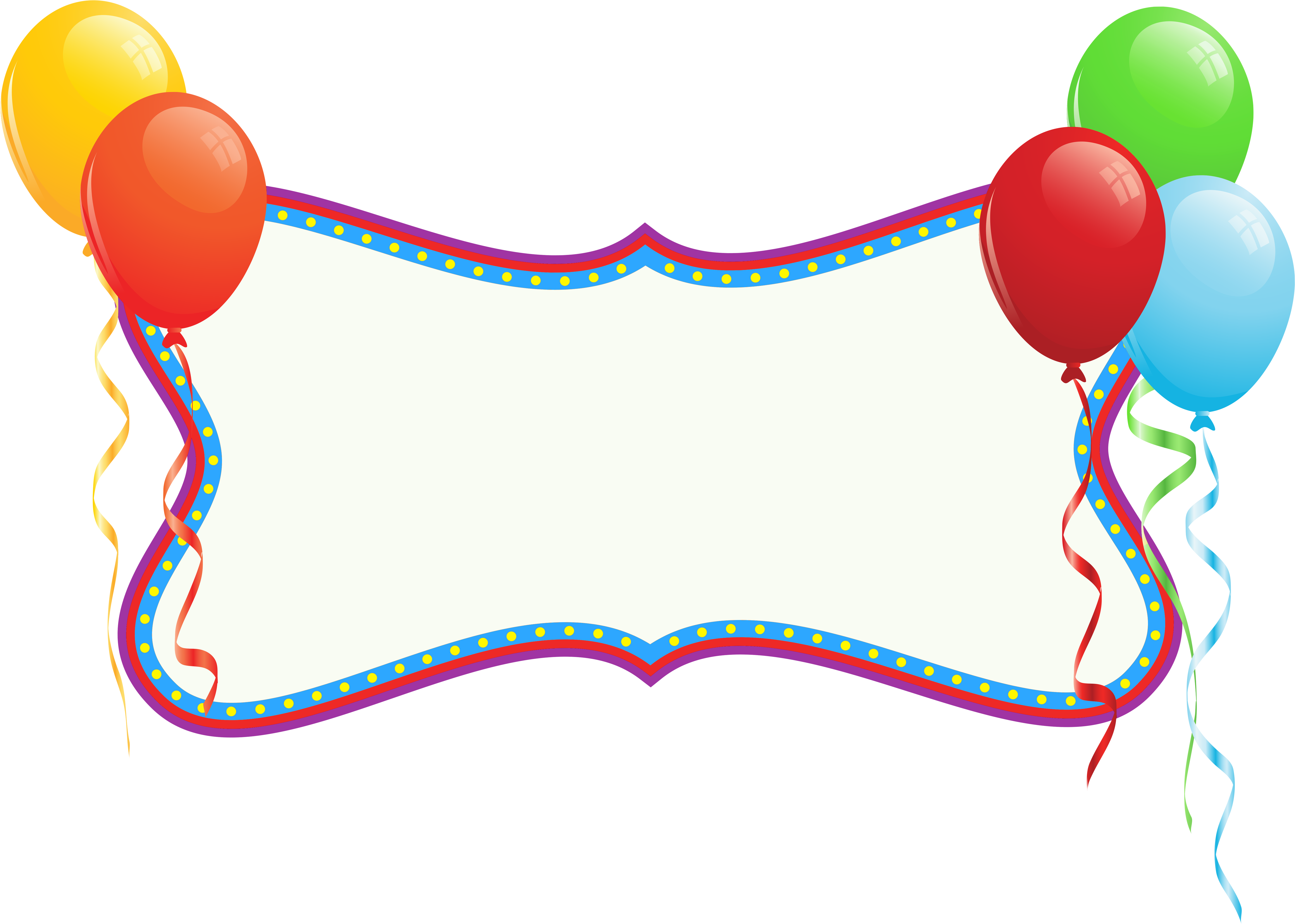 Birthday Balloons Blank Banner Frame Template 6K PNG