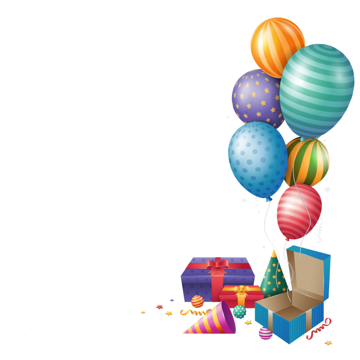 Birthday Balloons Bunch With Gift Boxes PNG File