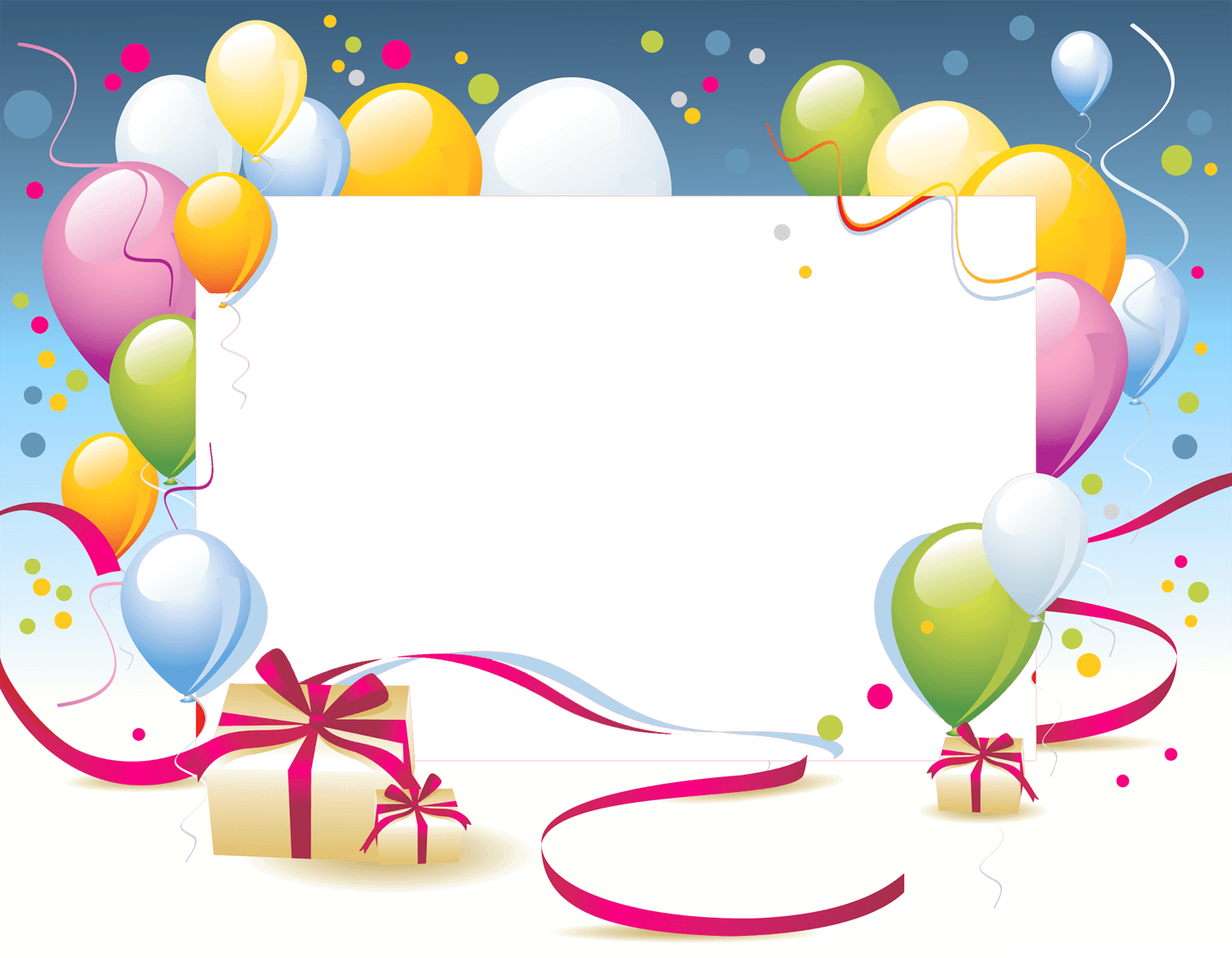 Birthday Balloons Photo Frame With Gift Box PNG